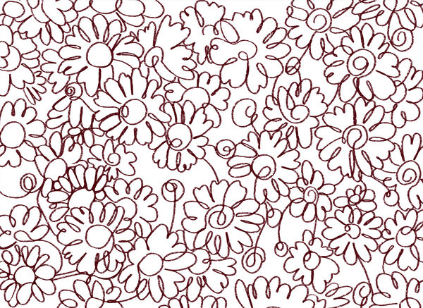 Pattern of flowers drawn with red lines Pattern of flowers drawn with red lines