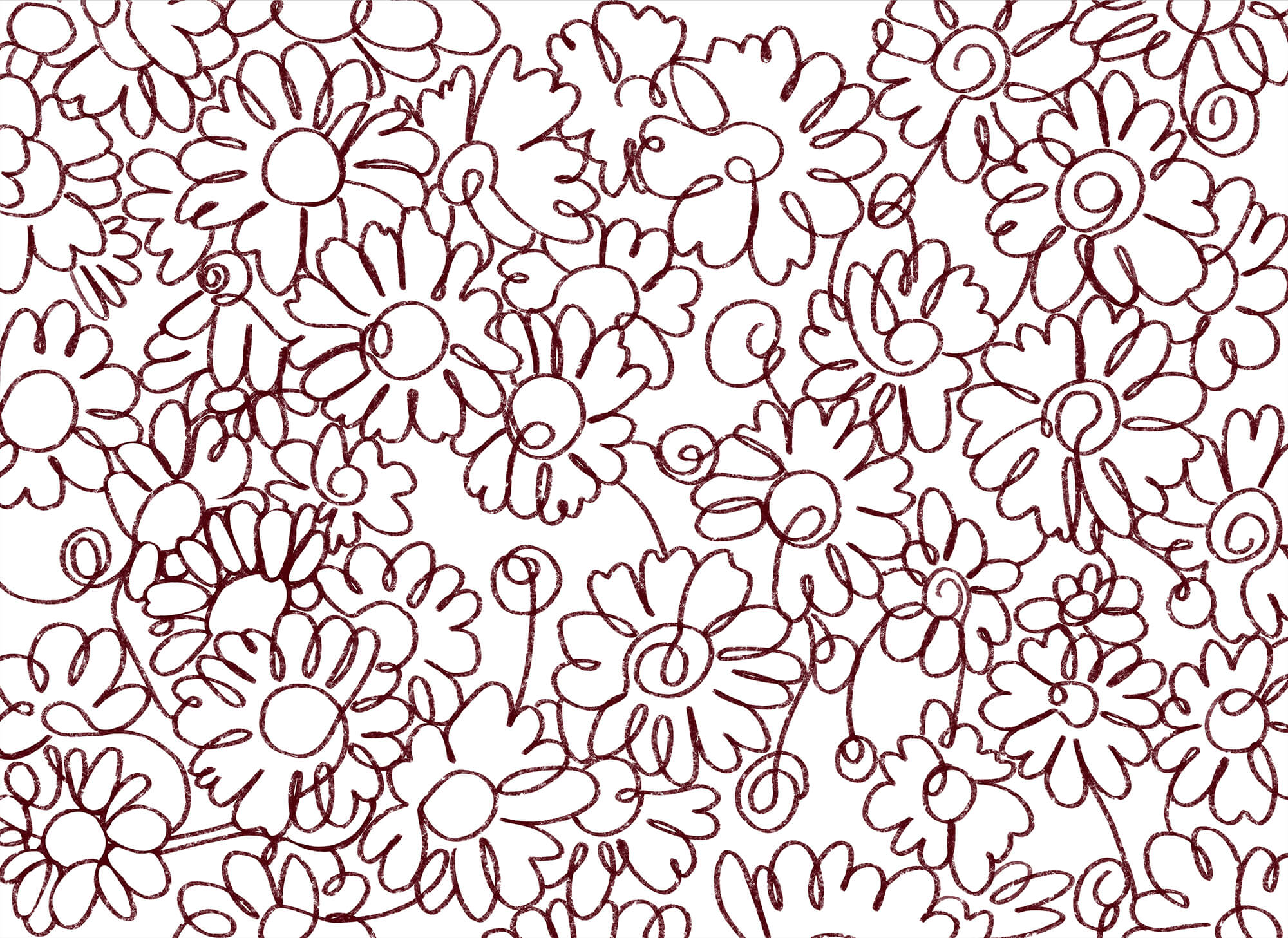 Pattern of flowers drawn with red lines Pattern of flowers drawn with red lines