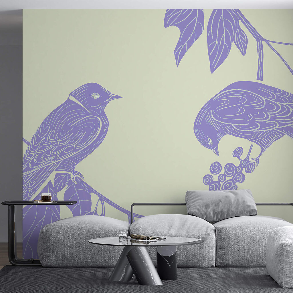 Tekening van vogels op een tak Tekening van vogels op een tak
