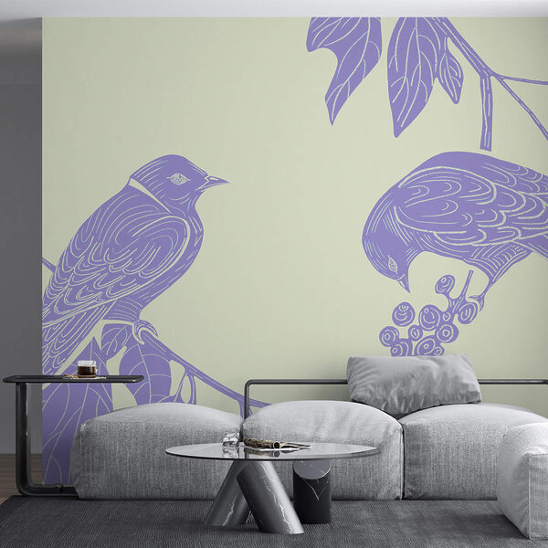 Tekening van vogels op een tak Tekening van vogels op een tak