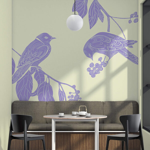 Tekening van vogels op een tak Tekening van vogels op een tak