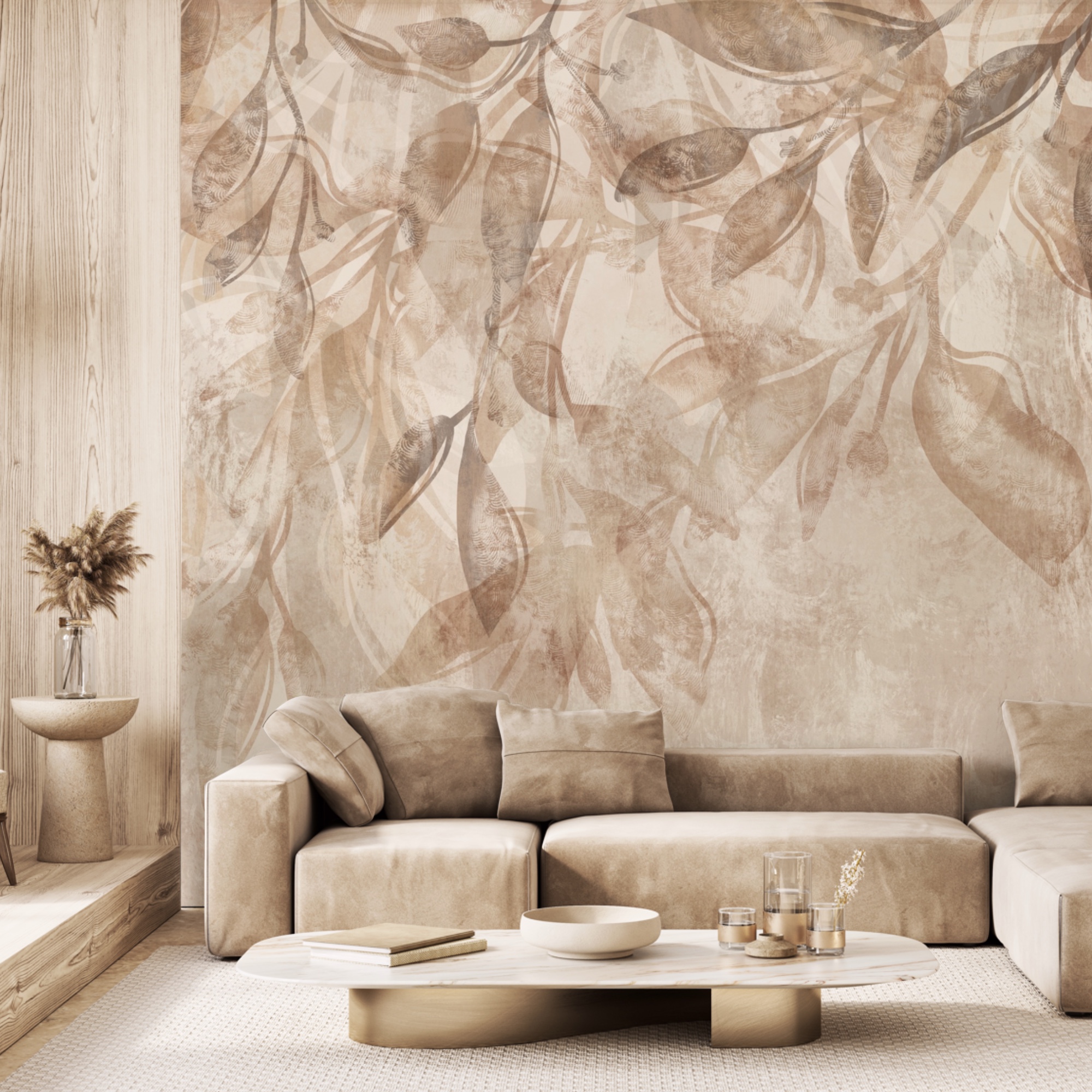 Delicate bladeren in zachte tinten