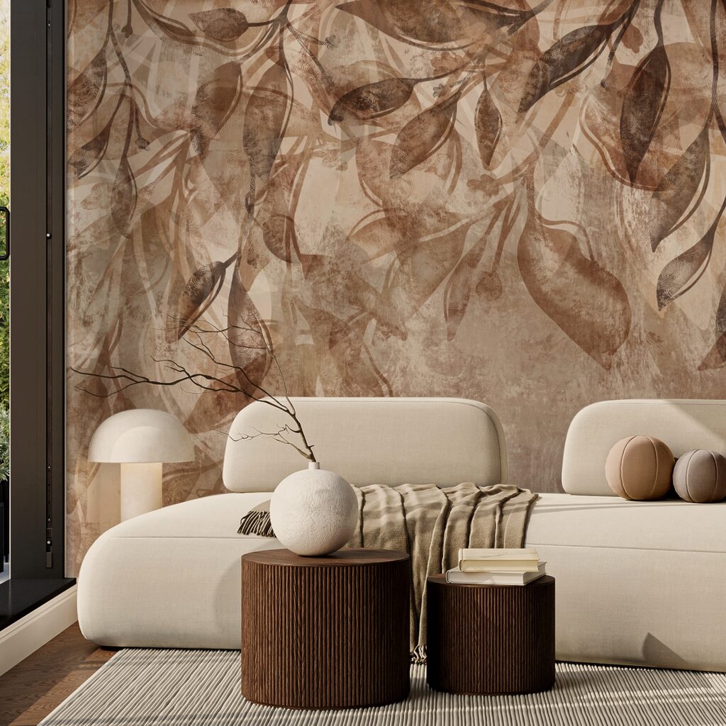 Bruin en wit bloemenpatroon