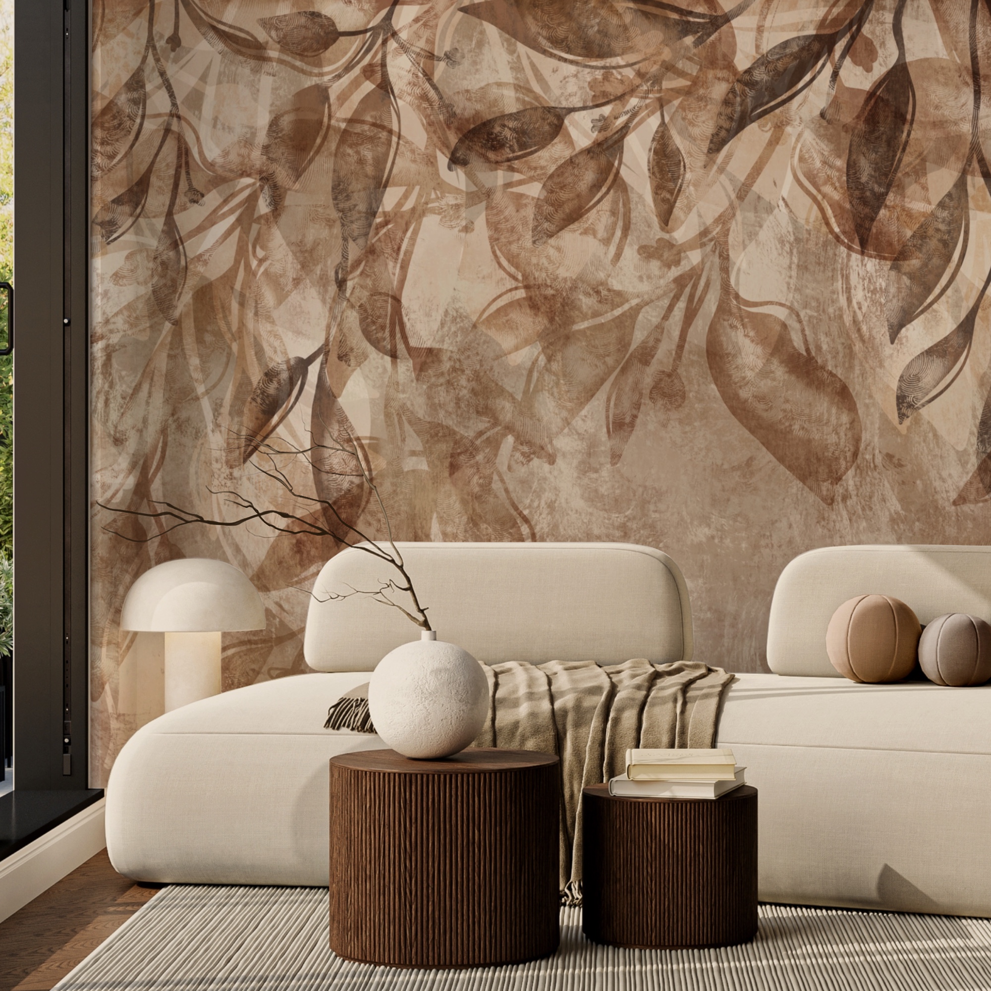 Bruin en wit bloemenpatroon