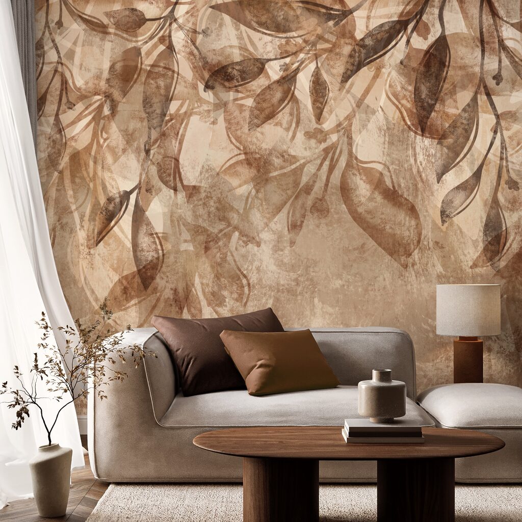 Bruin en wit bloemenpatroon