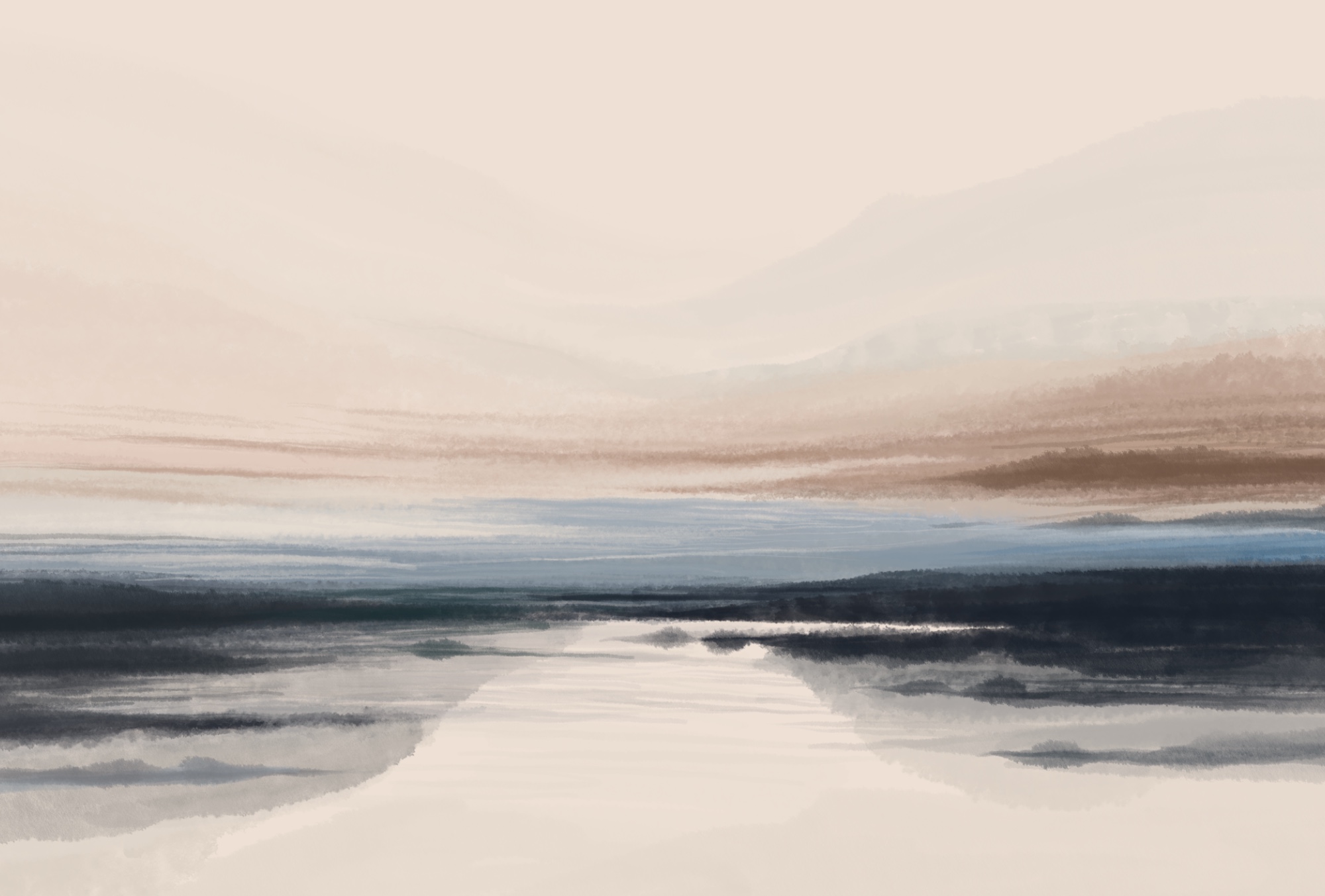 Watercolor painting of a lake Watercolor painting of a lake