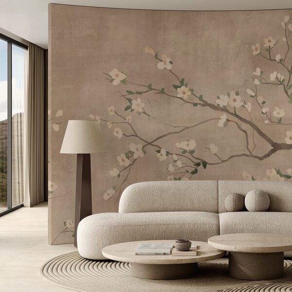 Boomtak met witte bloemen Boomtak met witte bloemen