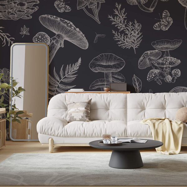 Patroon van paddenstoelen en bladeren