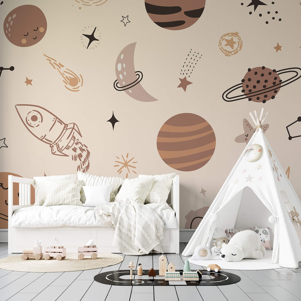 Patroon van planeten en sterren