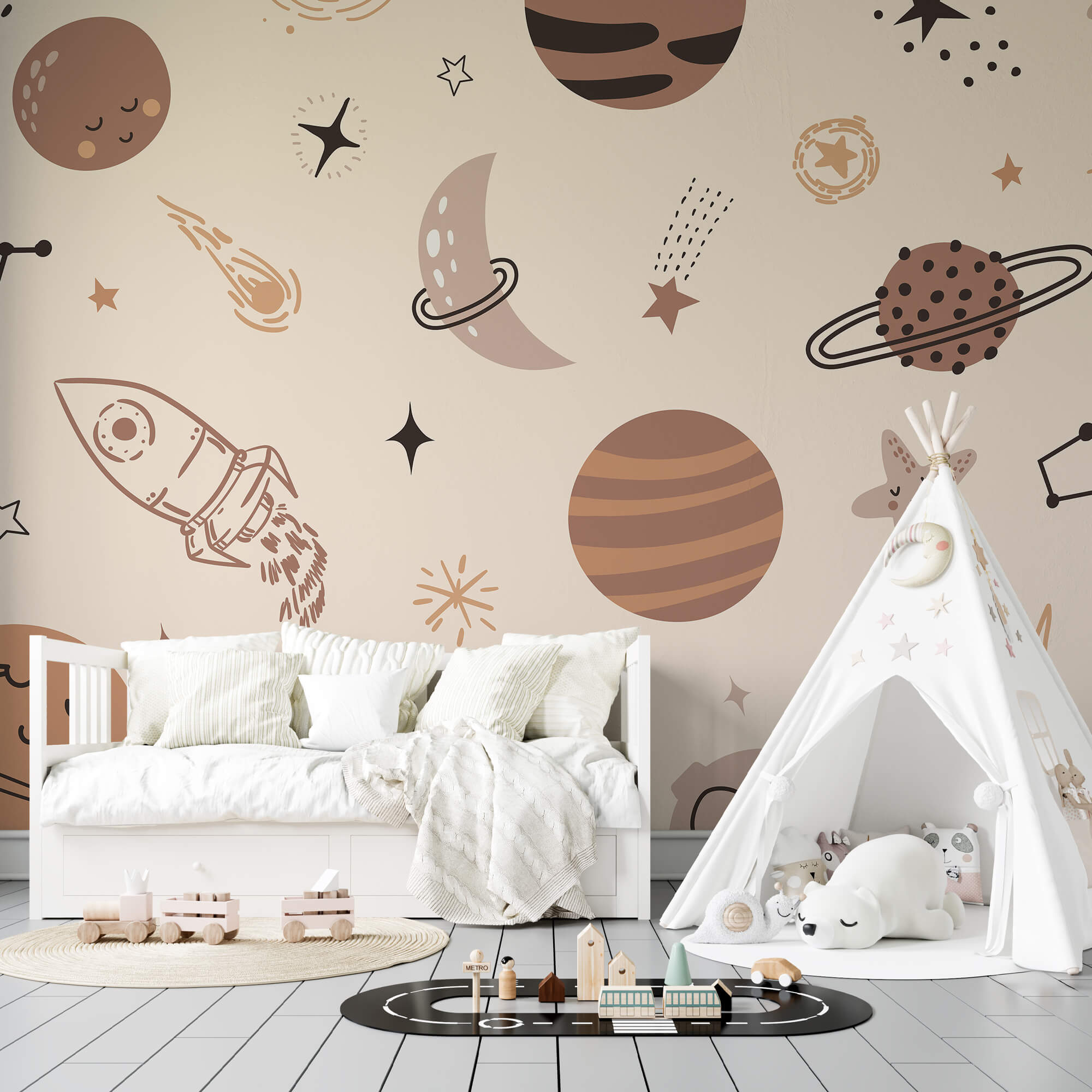 Patroon van planeten en sterren