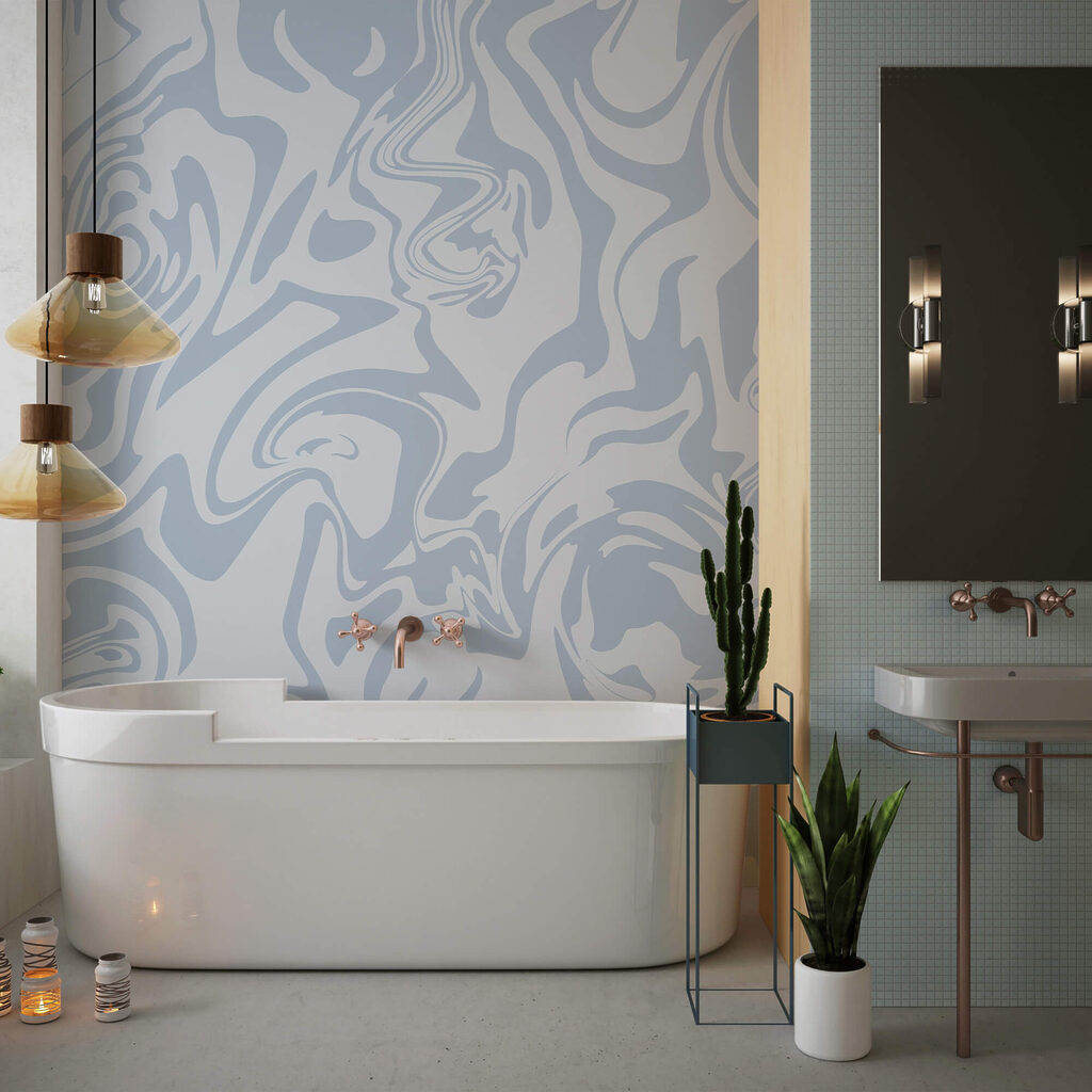 Golven van zachte blauwe tinten wervelend