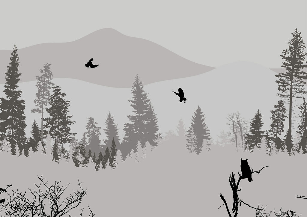Birds flying over a snowy mountain
