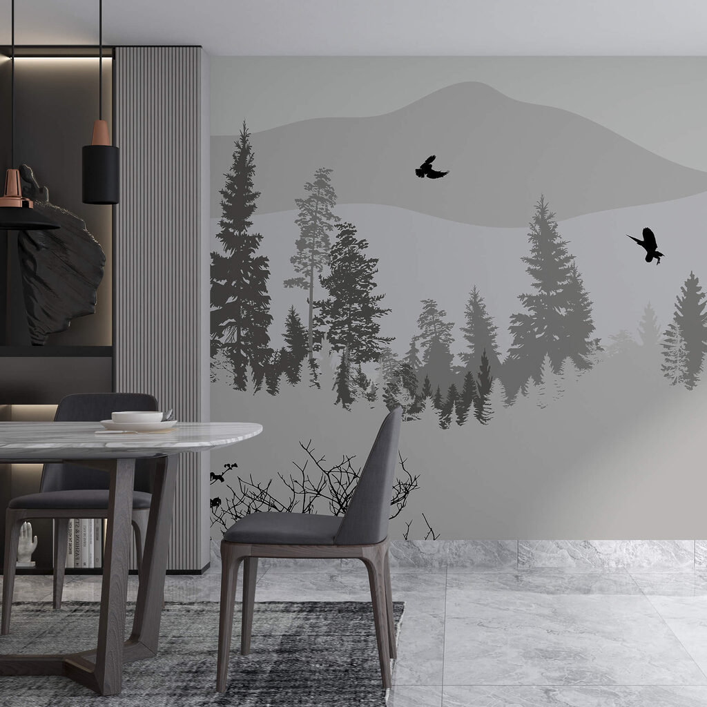 Vogels vliegen over een besneeuwde berg