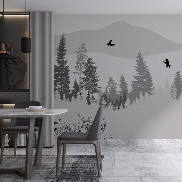 Vogels vliegen over een besneeuwde berg