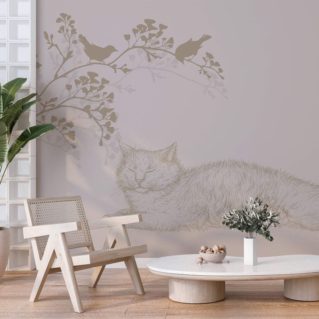 Kat liggend op een boomtak Kat liggend op een boomtak