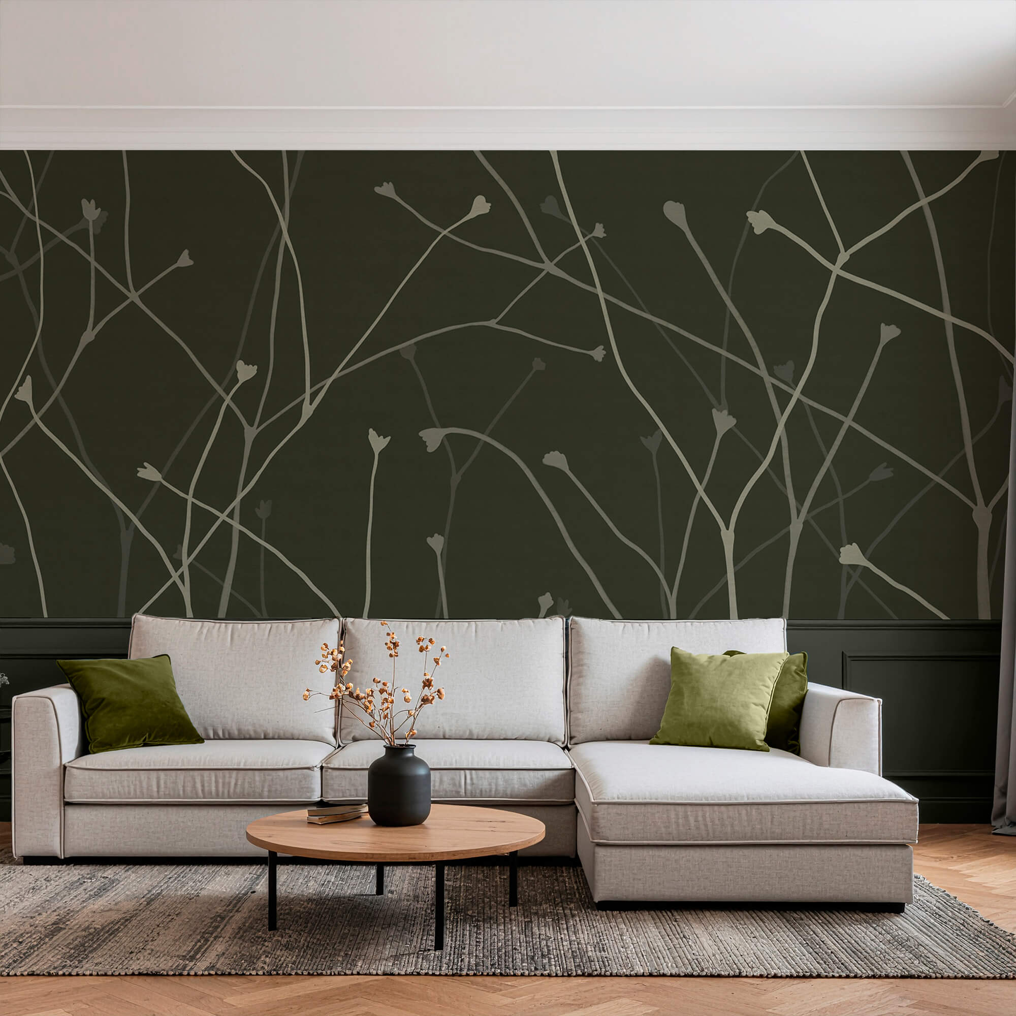 Delicate takken op een donkere achtergrond