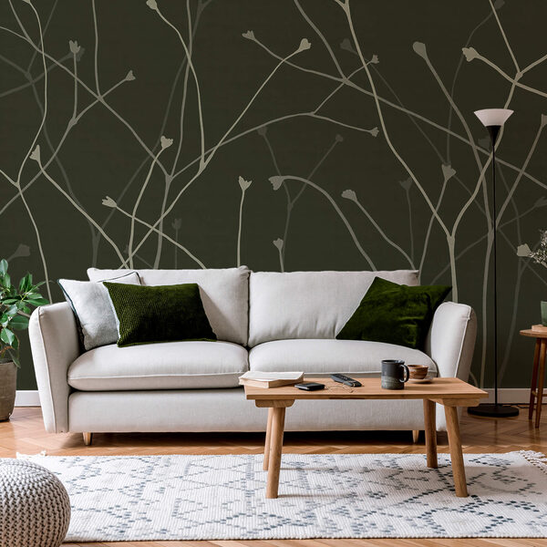 Delicate takken op een donkere achtergrond