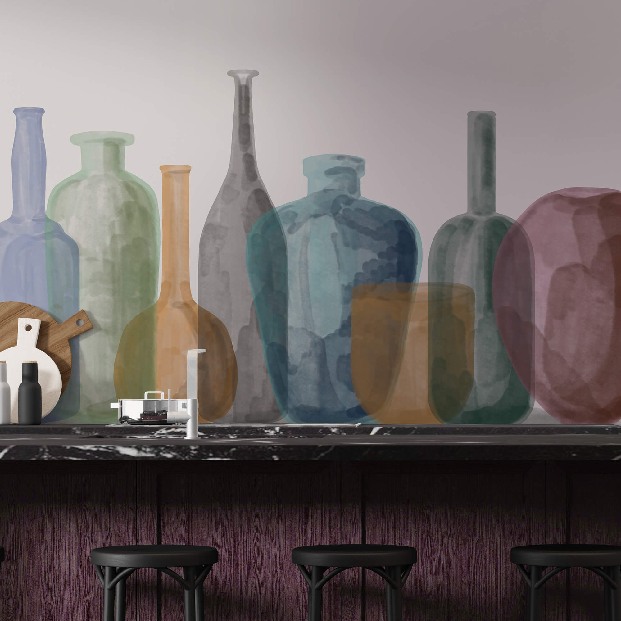 Groep glazen flessen