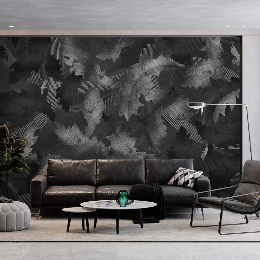 Zwart-wit patroon met bladeren Zwart-wit patroon met bladeren