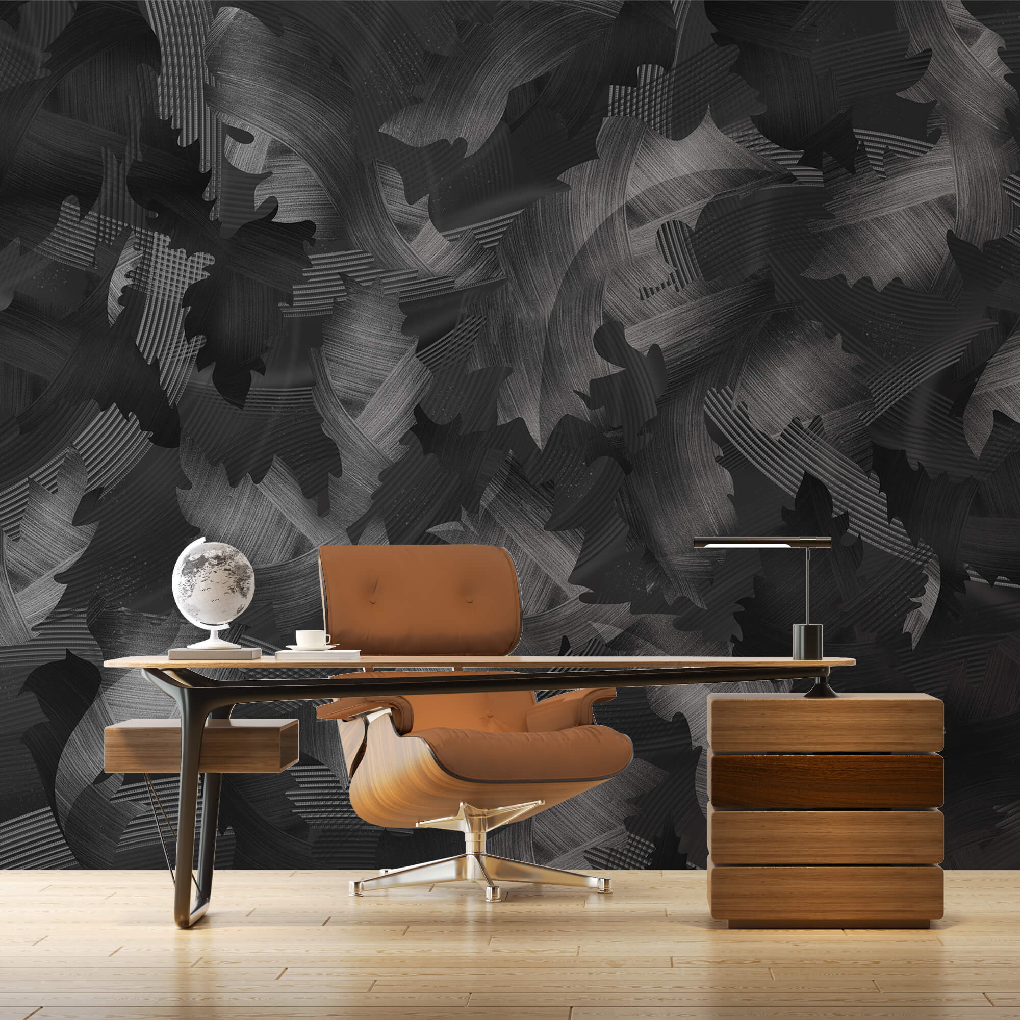 Zwart-wit patroon met bladeren Zwart-wit patroon met bladeren