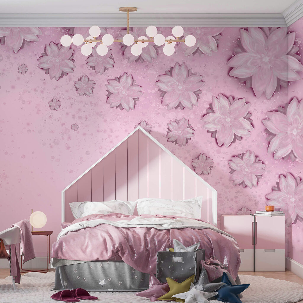 Roze achtergrond met bloemen