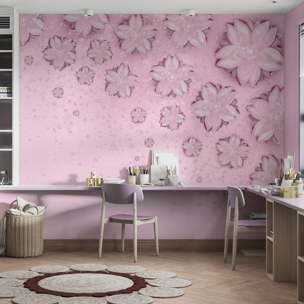 Roze achtergrond met bloemen