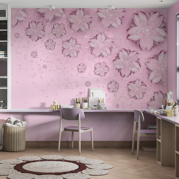 Roze achtergrond met bloemen