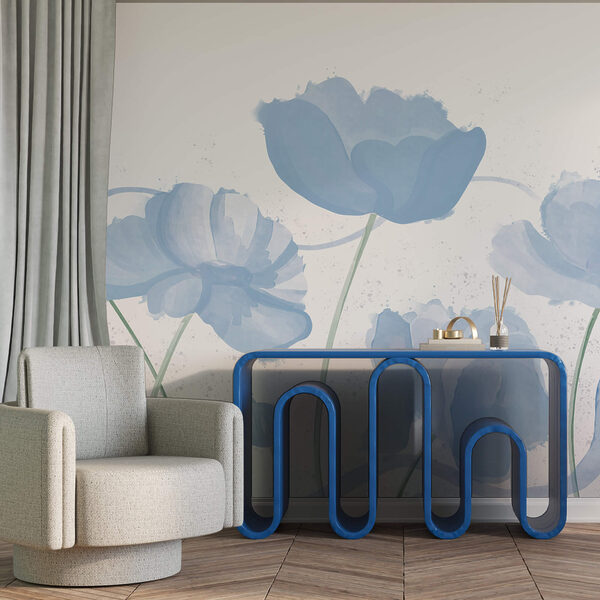 Delicate bloemen in zachte blauwe tinten