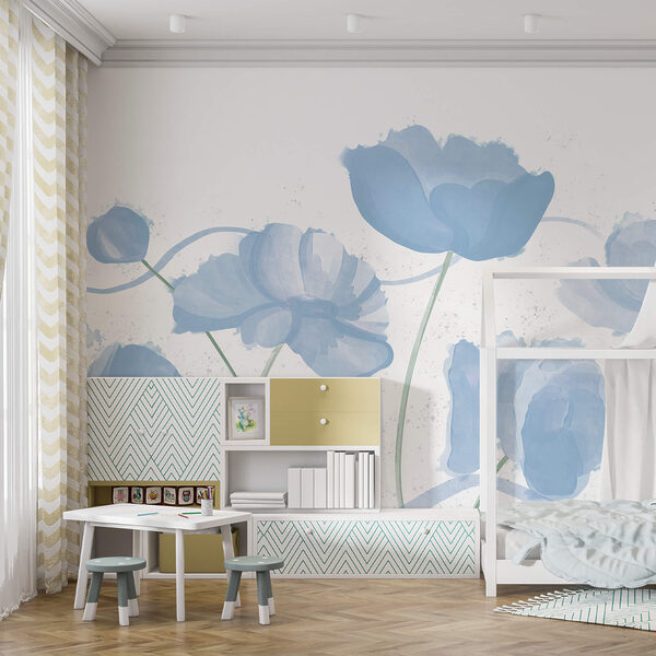 Delicate bloemen in zachte blauwe tinten