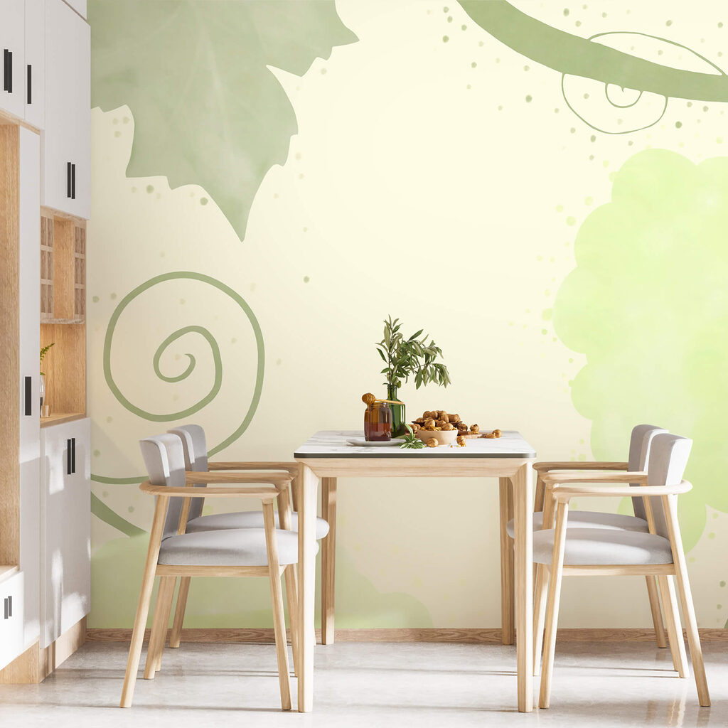 Groene bladeren en krullen op een witte achtergrond