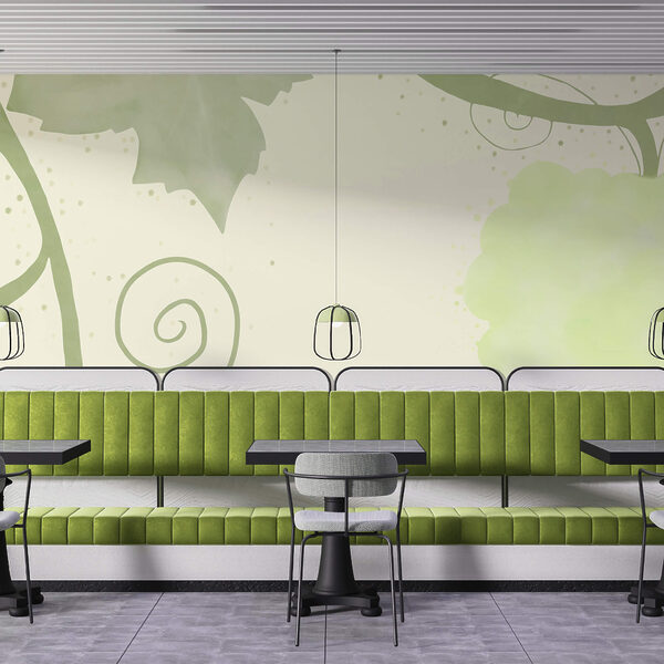 Groene bladeren en krullen op een witte achtergrond