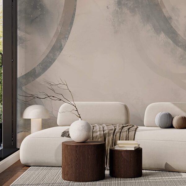 Witte en grijze achtergrond met zwarte en witte cirkels