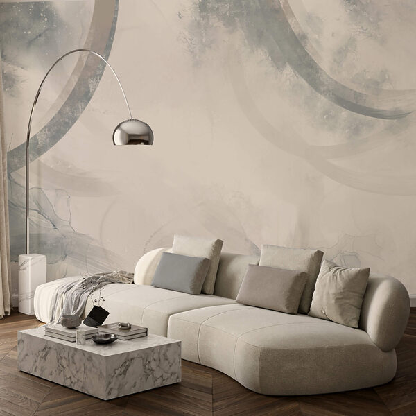 Witte en grijze achtergrond met zwarte en witte cirkels