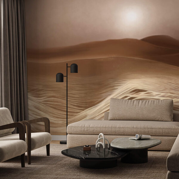 Woestijn met golven en een zon