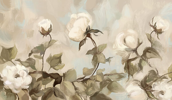 Painting of white flowers and leaves