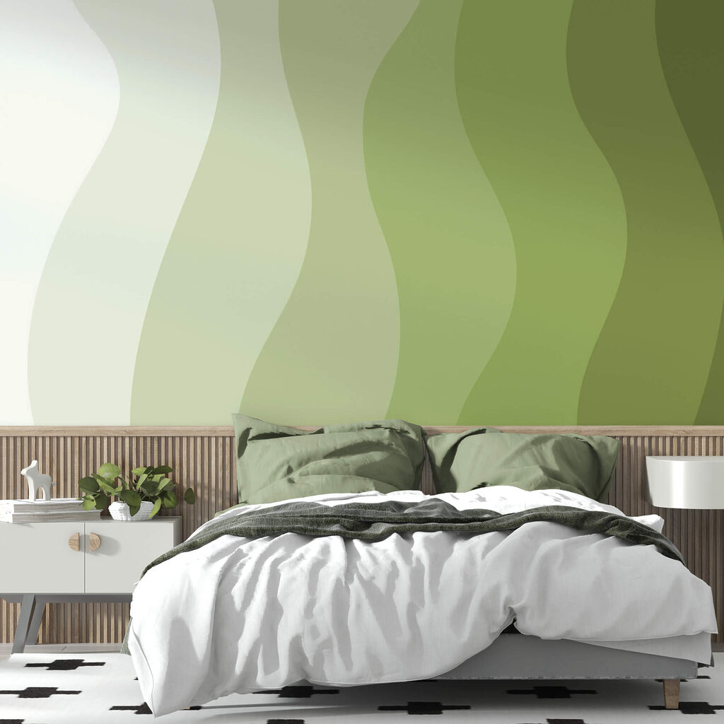 Groene en witte golvende lijnen