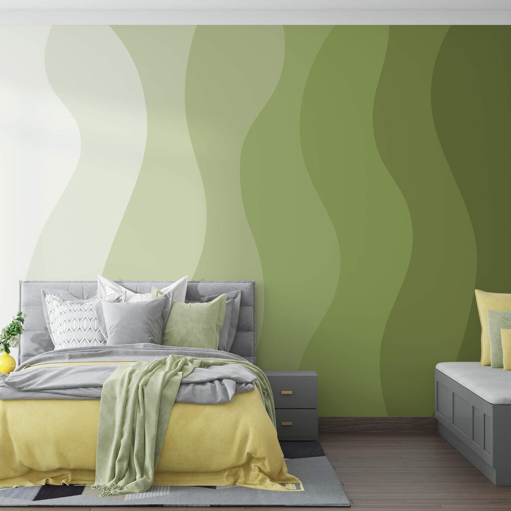 Groene en witte golvende lijnen