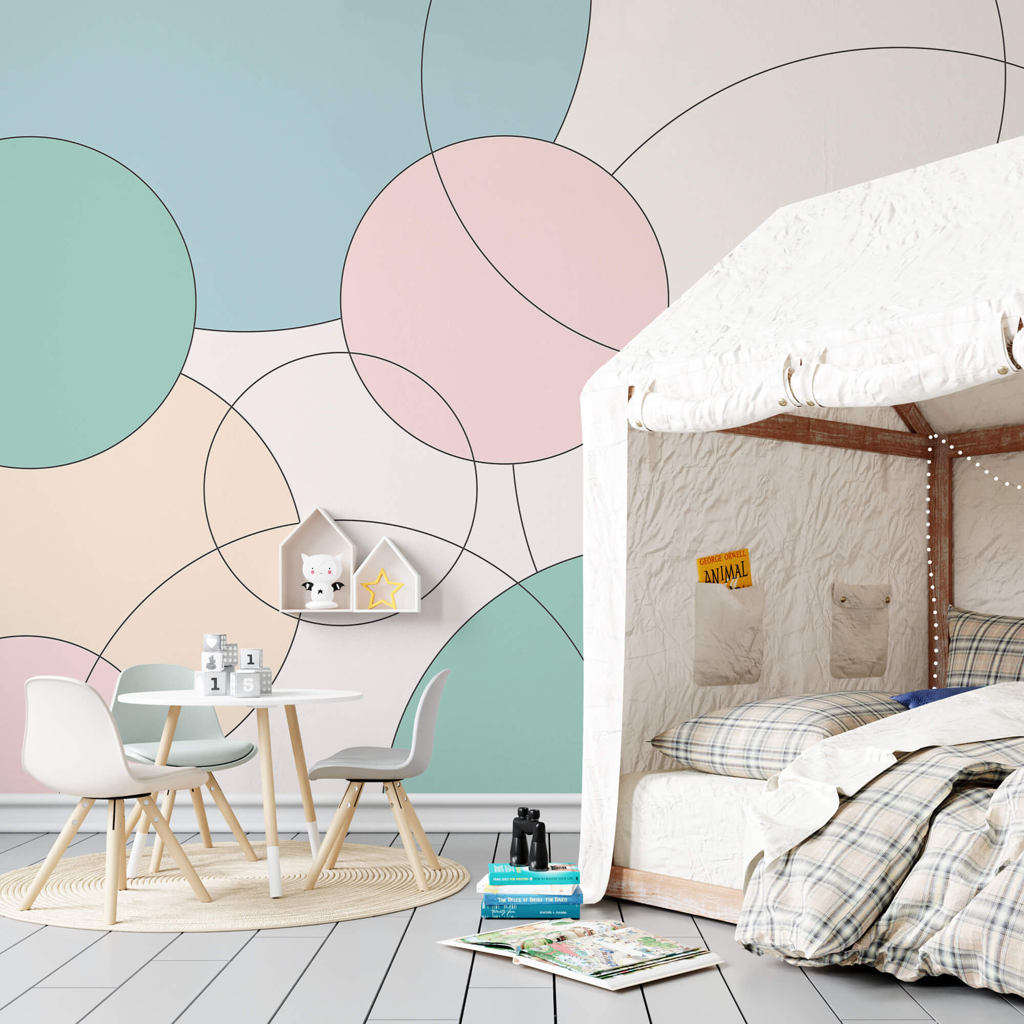 Patroon van cirkels en bladeren