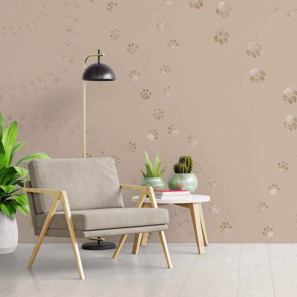 Patroon van pootafdrukken en vogels