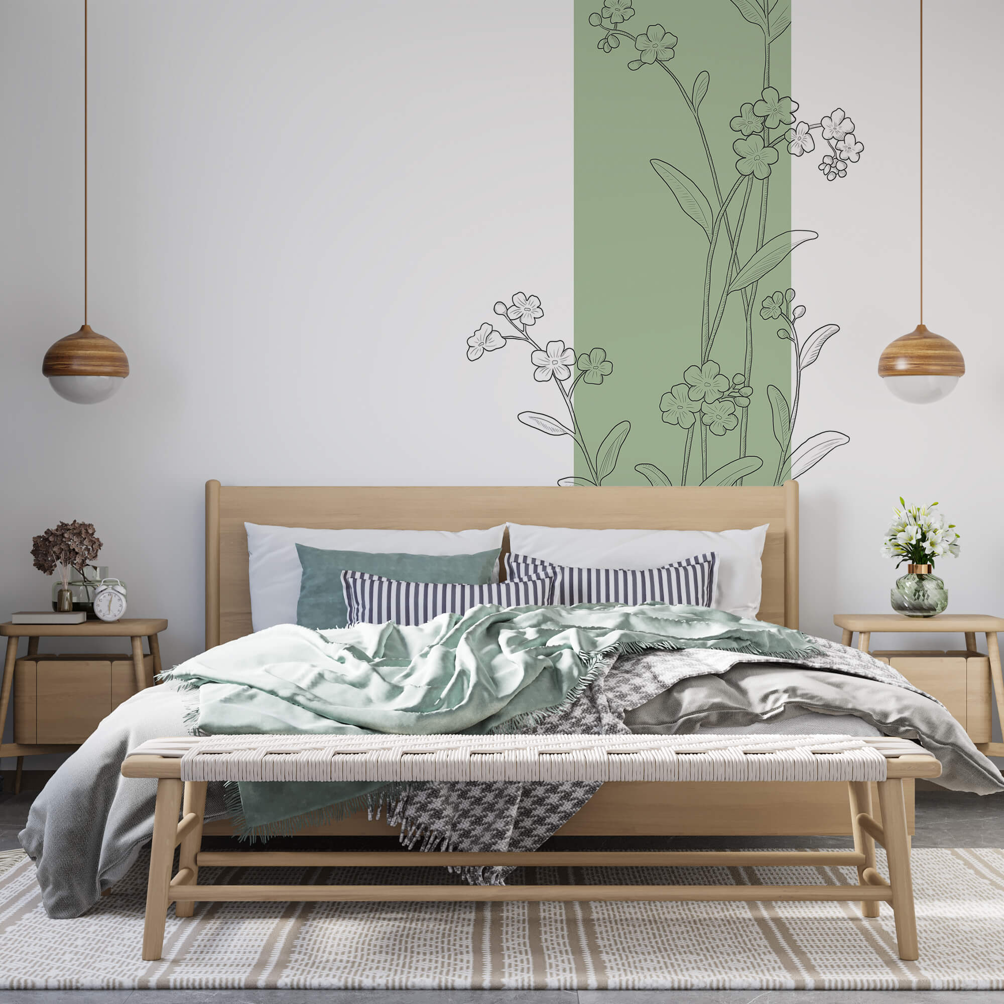 Tekening van bloemen en bladeren Tekening van bloemen en bladeren