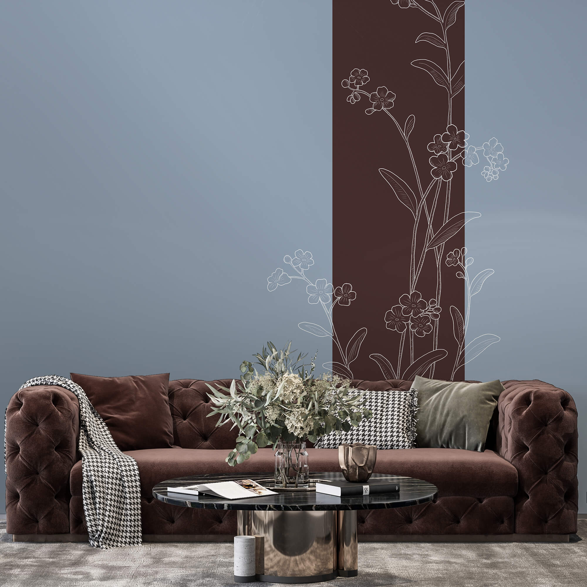 Elegante bloemen op een tweekleurige achtergrond Elegante bloemen op een tweekleurige achtergrond