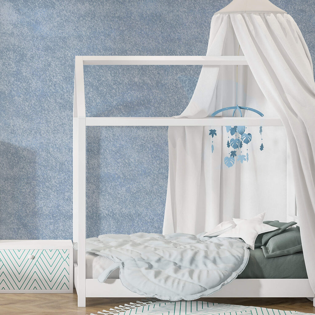 Blauw en wit gespikkeld oppervlak