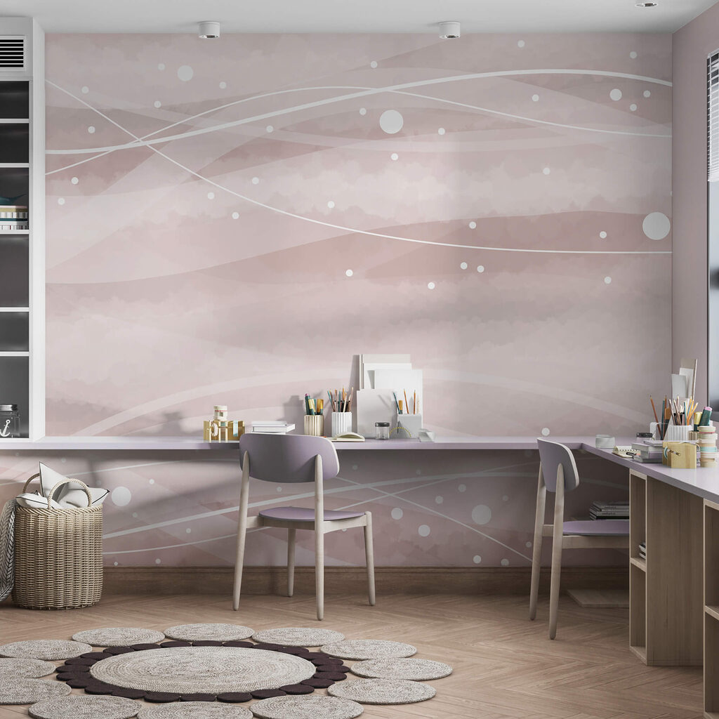 Witte lijnen en stippen op een roze achtergrond Witte lijnen en stippen op een roze achtergrond