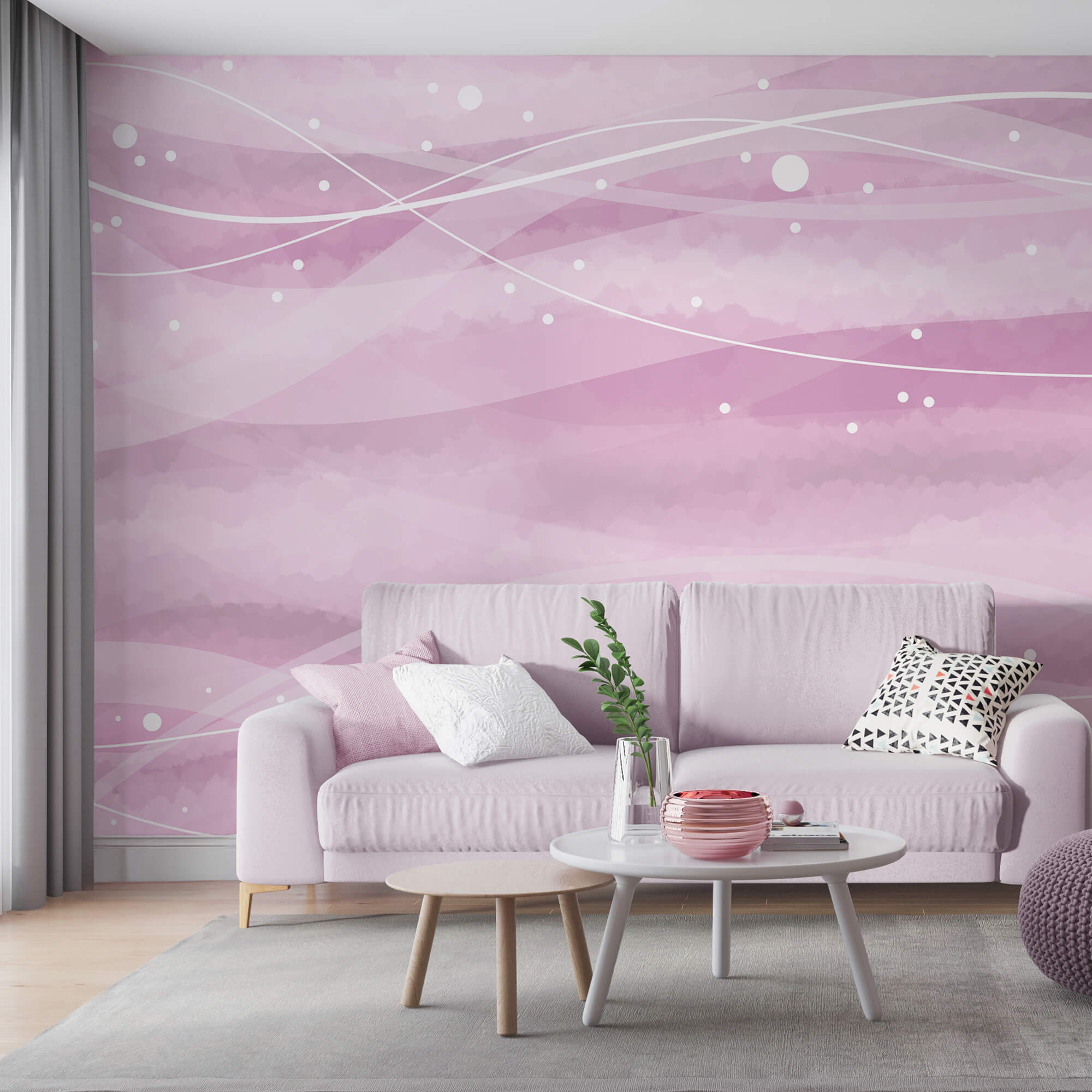 Roze achtergrond met witte lijnen en stippen Roze achtergrond met witte lijnen en stippen