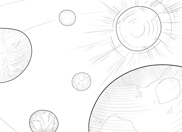 Drawing of planets and sun Drawing of planets and sun