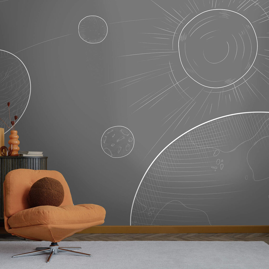 Grijze achtergrond met cirkels en zon Grijze achtergrond met cirkels en zon