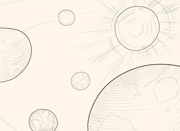 Drawing of the sun and earth Drawing of the sun and earth