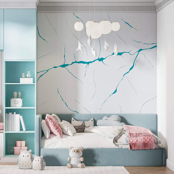 Blauwe lijnen op een wit oppervlak Blauwe lijnen op een wit oppervlak