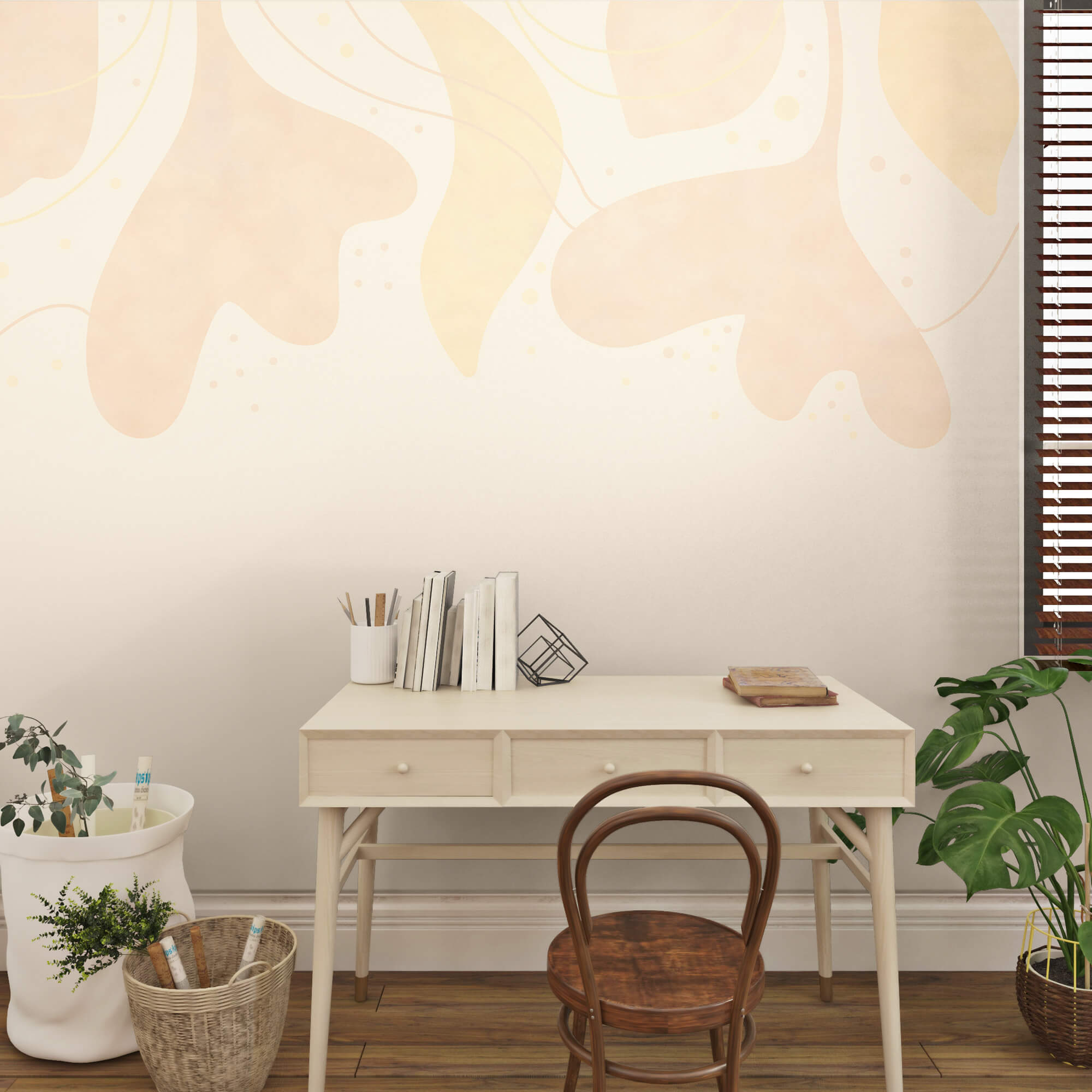 Zachte pastelkleurige bladeren op een zachte achtergrond Zachte pastelkleurige bladeren op een zachte achtergrond