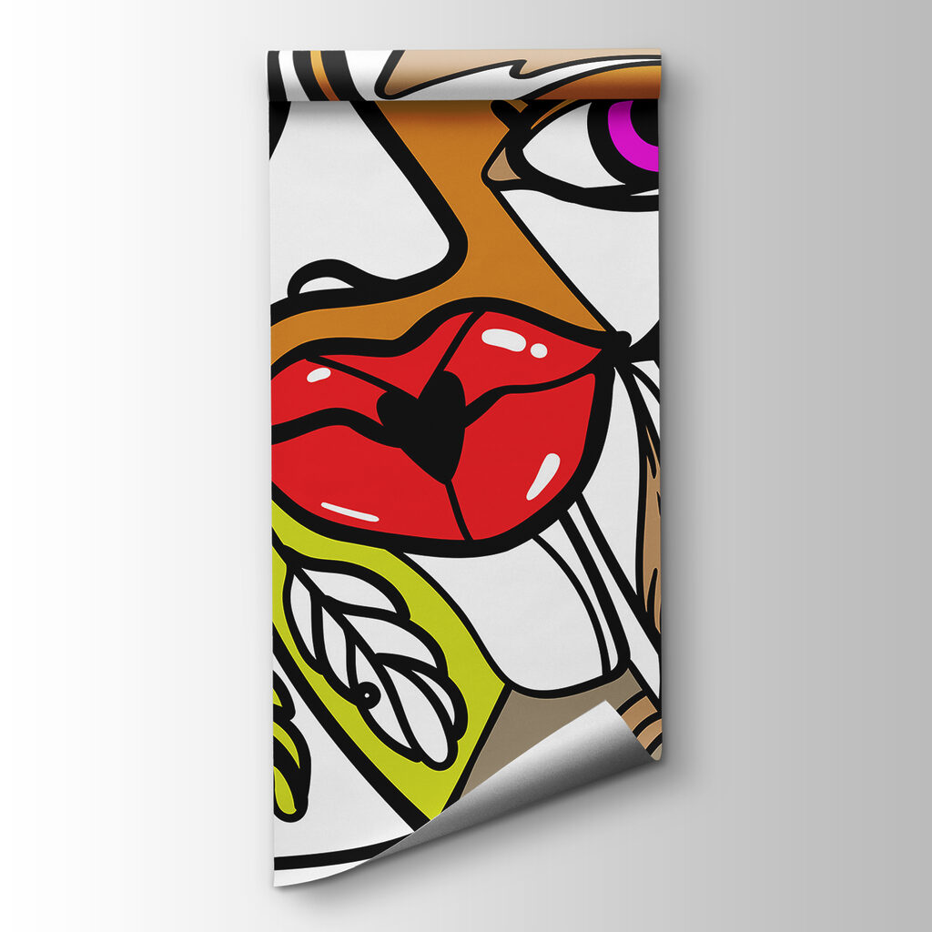 - Vibrant face with bold patterns - Vibrant face with bold patterns